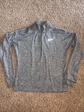 Nike Gray Heather Quarter-Zip Performance Pullover Size Small